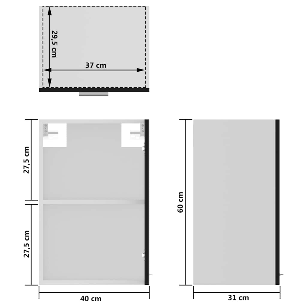 Hanging Glass Cabinet | Black | Engineered wood, glass | 40 x 31 x 60 cm