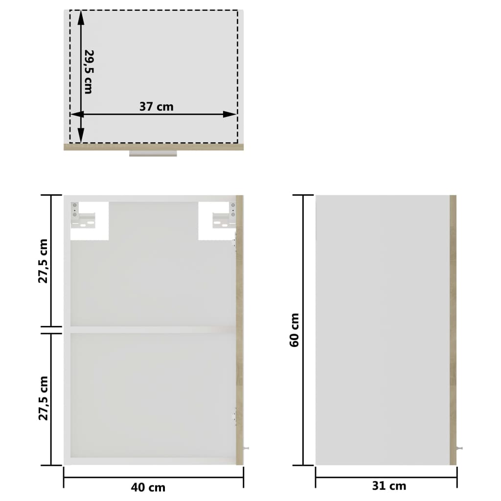Hanging Glass Cabinet | Sonoma oak | Engineered wood, glass | 40x31x60 cm