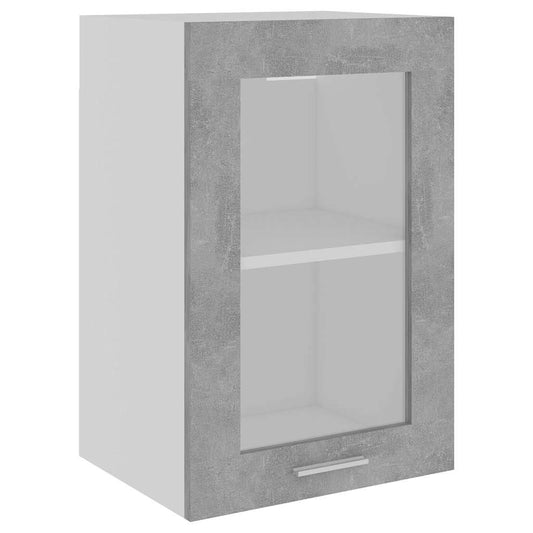Hanging Glass Cabinet | Concrete grey | Engineered wood | Medium