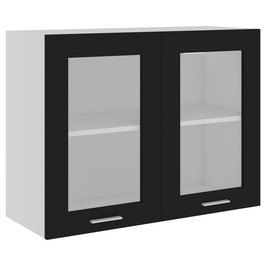 Hanging Glass Cabinet | Black | Engineered wood, glass | 80x31x60 cm