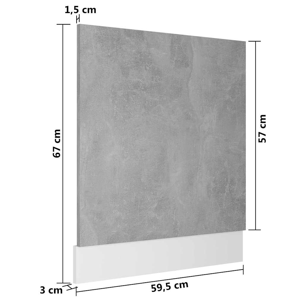 Dishwasher Panel | Concrete grey | Engineered wood | Durable