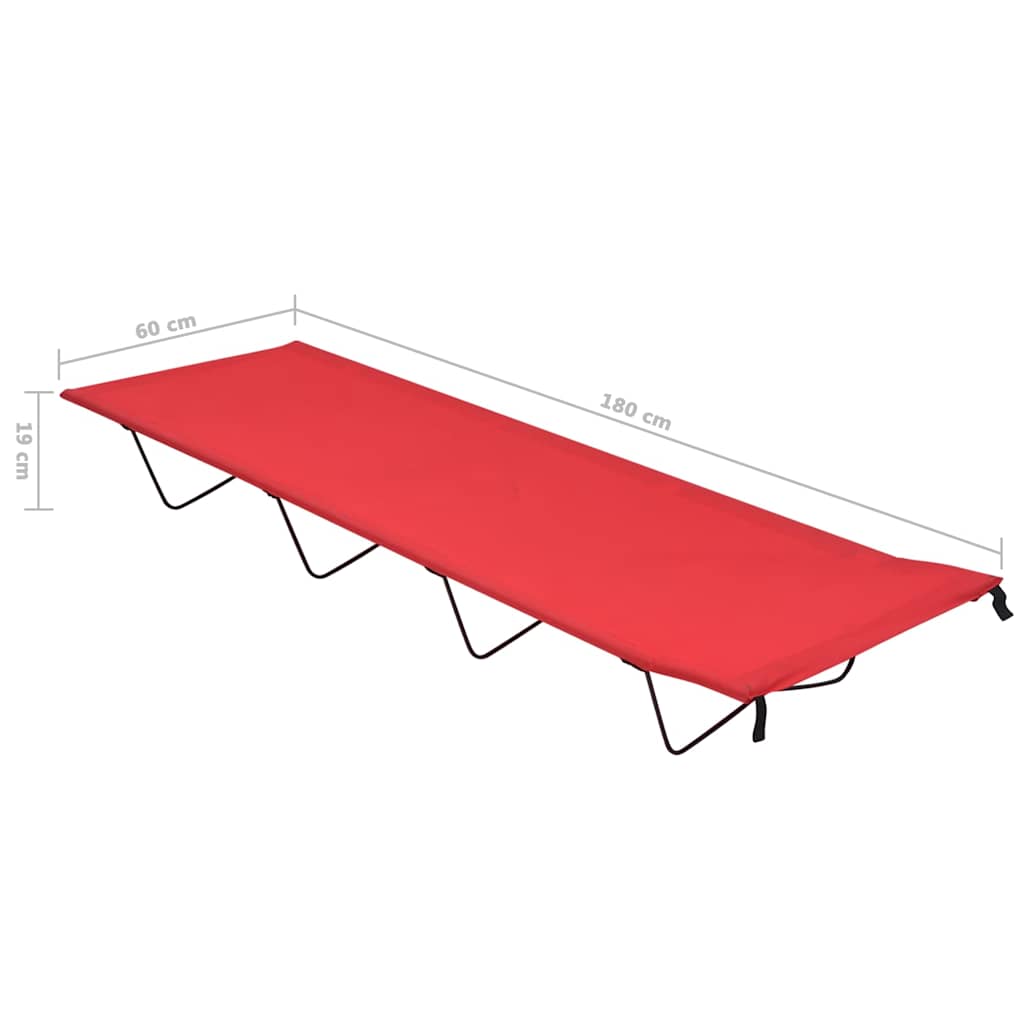 Camping Bed | Set of 2 | Red | 600D Oxford Fabric, Steel