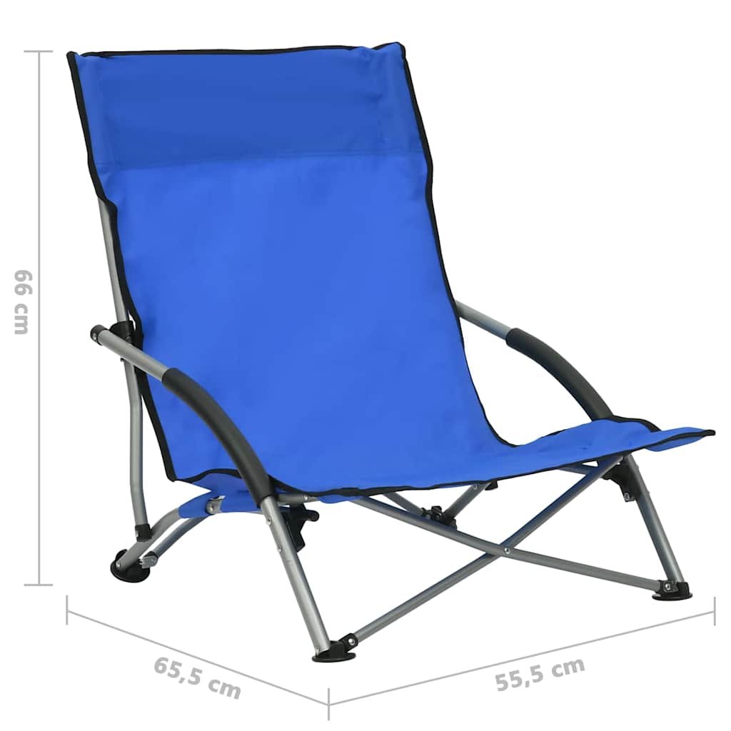 Folding Chairs 2 pcs Blue Fabric
