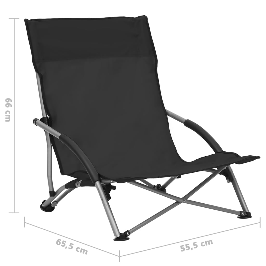 Folding Chairs 2 pcs Black Fabric