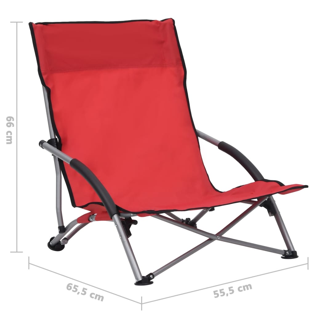 Folding Chairs 2 pcs Red Fabric