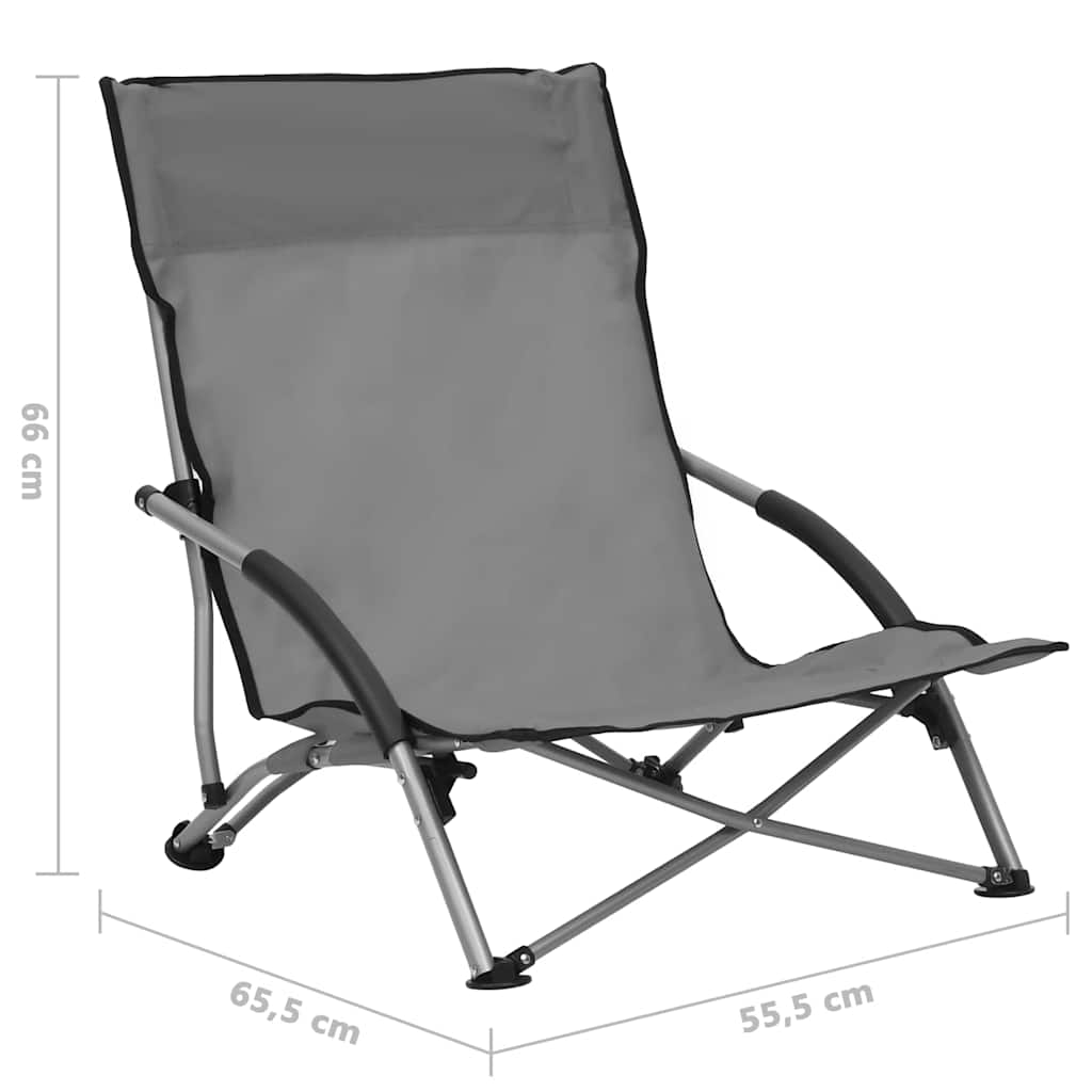 Folding Chairs 2 pcs Grey Fabric