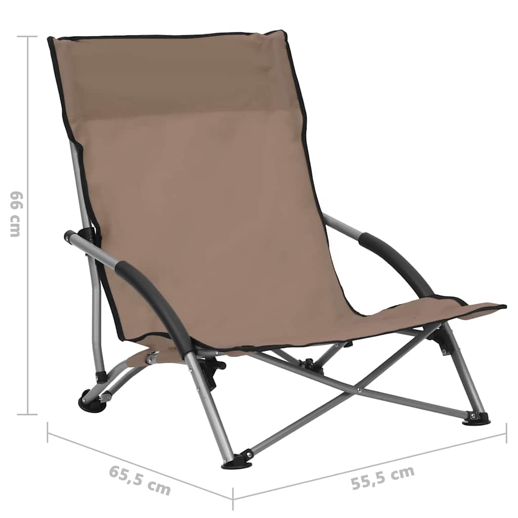Folding Chairs 2 pcs Taupe Fabric