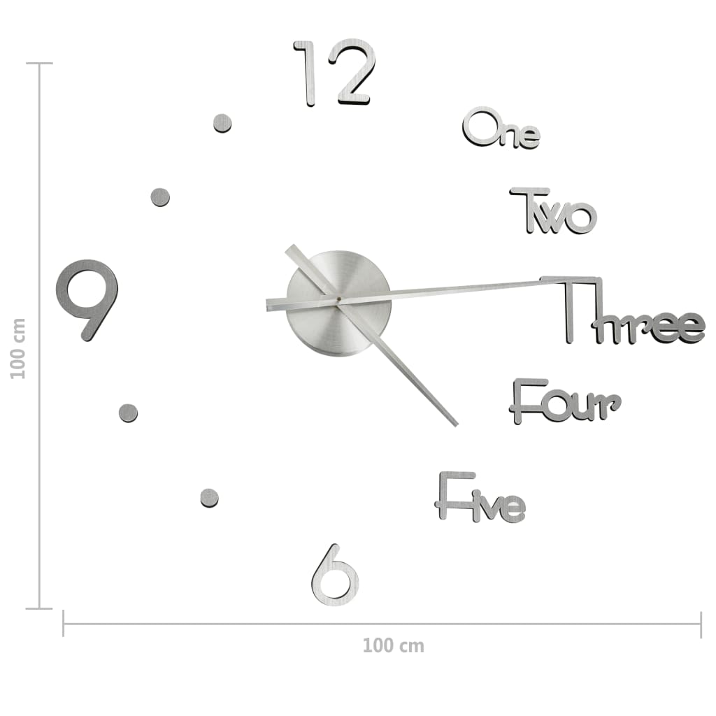 3D Wall Clock | Silver | EVA (ethylene-vinyl acetate) | XXL