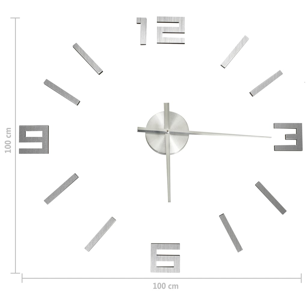 3D Wall Clock | Silver | EVA (ethylene-vinyl acetate) | XXL | Modern