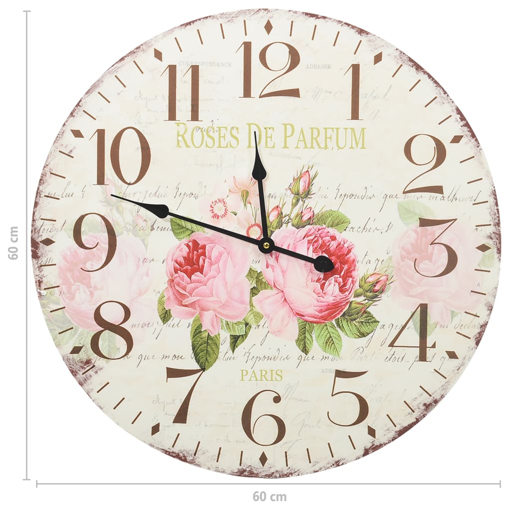 Wall Clock | Multicolour | MDF | 60 cm Diameter | Decorative Inlays