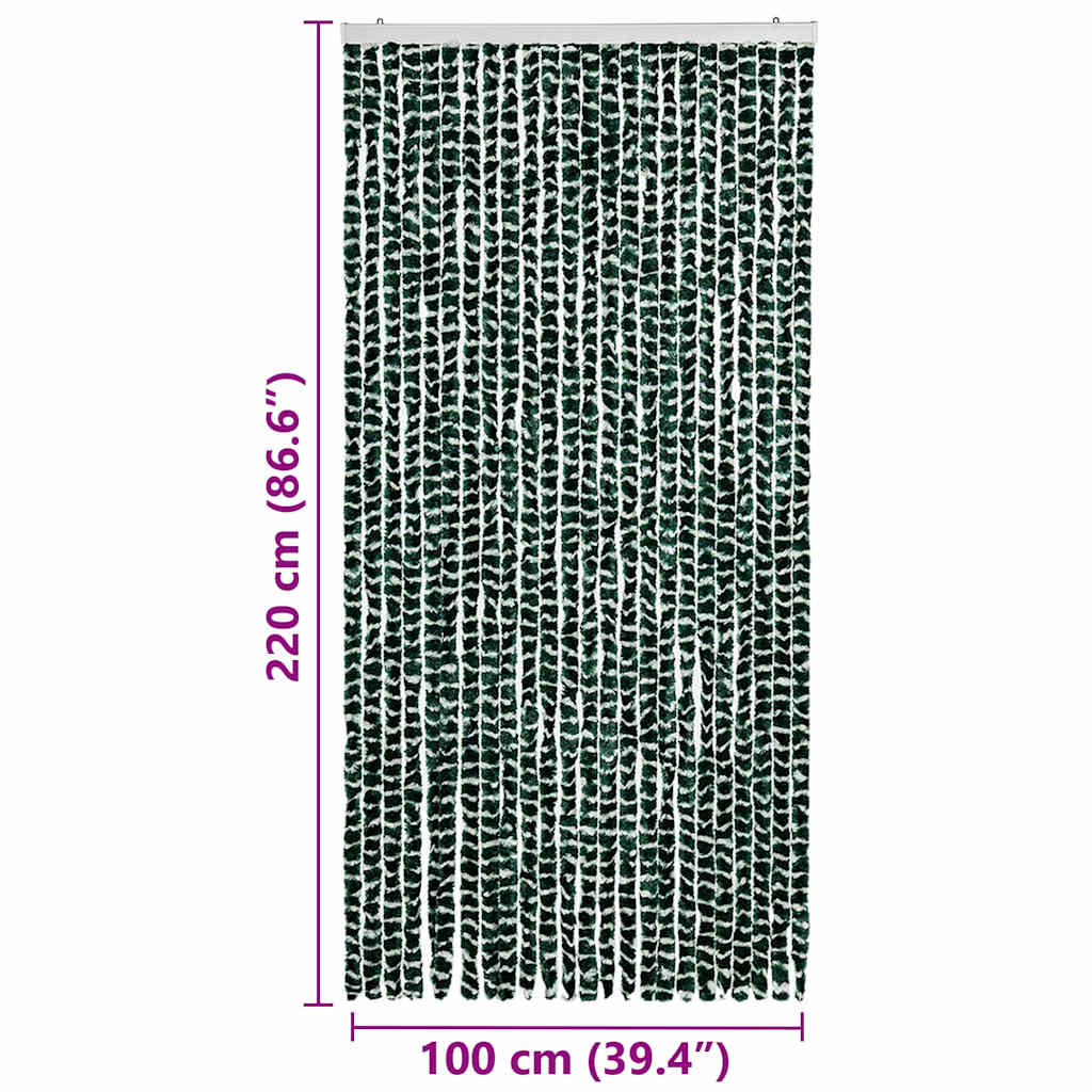 Insect Curtain Green and White 100x220 cm Chenille