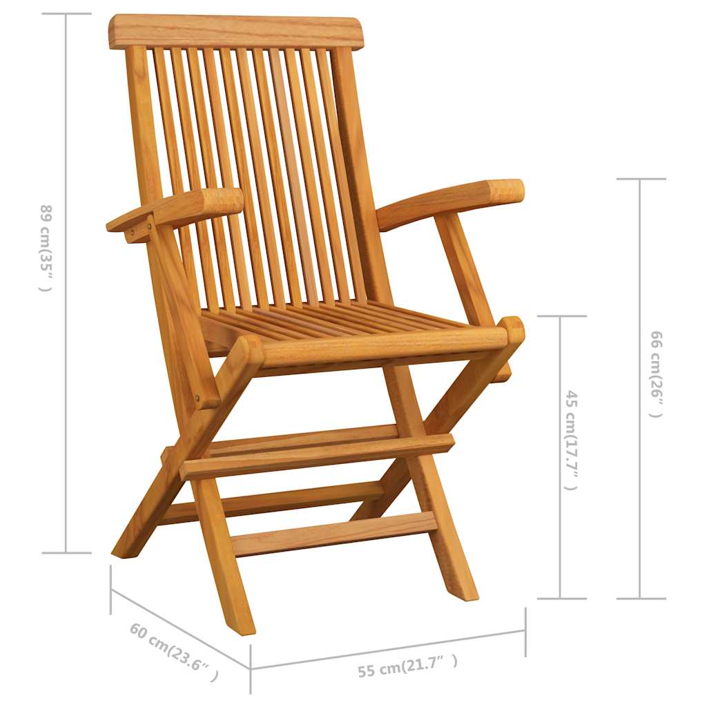 Folding Chairs 3 pcs for Garden & Outdoor Teak Wood
