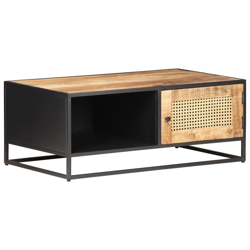 Coffee Table | Rough Mango Wood and Natural Cane