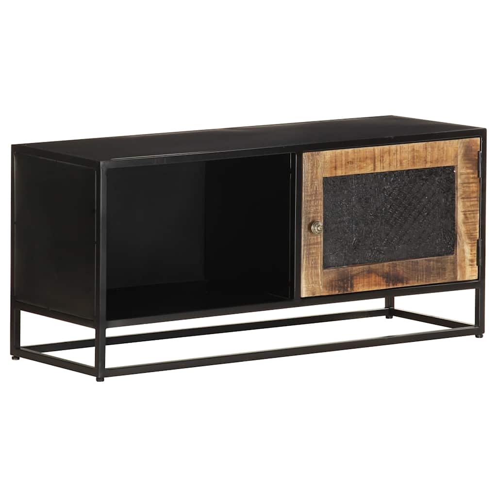 Tv Cabinet | Black, Brown | Rough Mango Wood, Iron, MDF | Medium