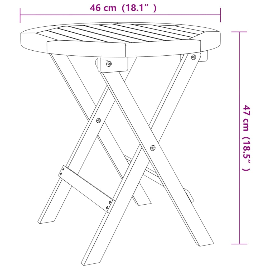 Bistro Table | Natural wood | Solid acacia wood | Small | Folding