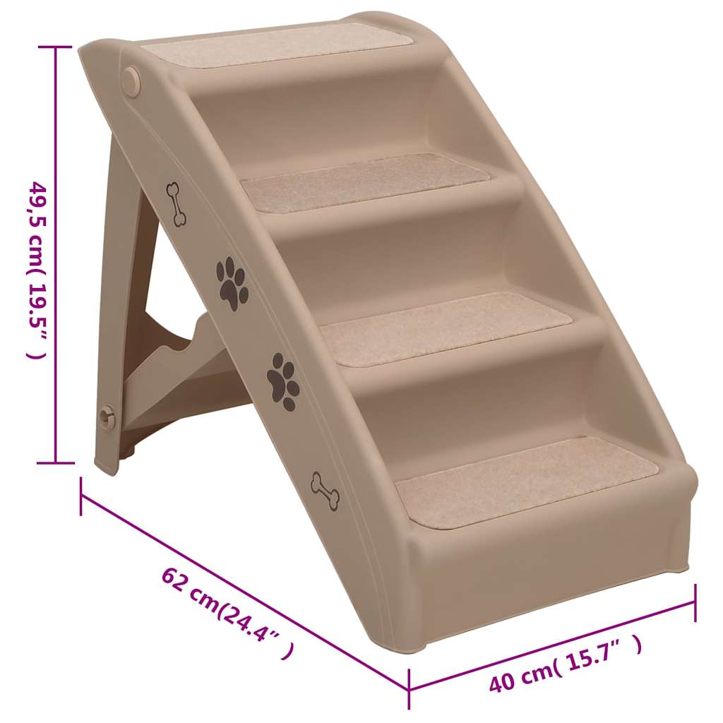 Dog Stair | Brown | Polypropylene | 62x40x49.5 cm | Foldable | Dog Stair