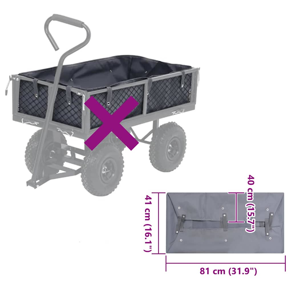 Garden Cart Liner | Dark Grey | 100% Polyester | 81x41x40 cm