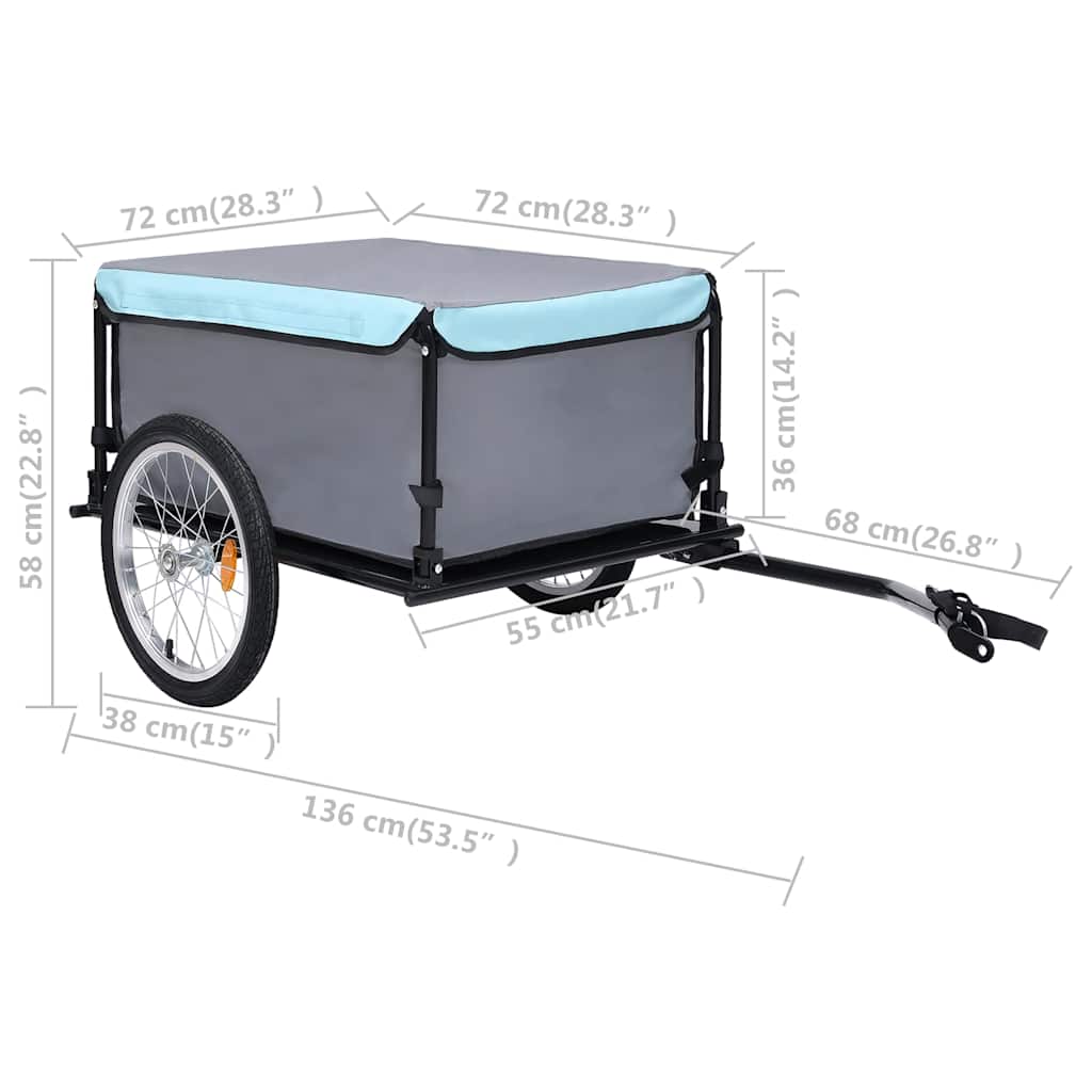 Bike Trailer Grey and Blue 65 kg
