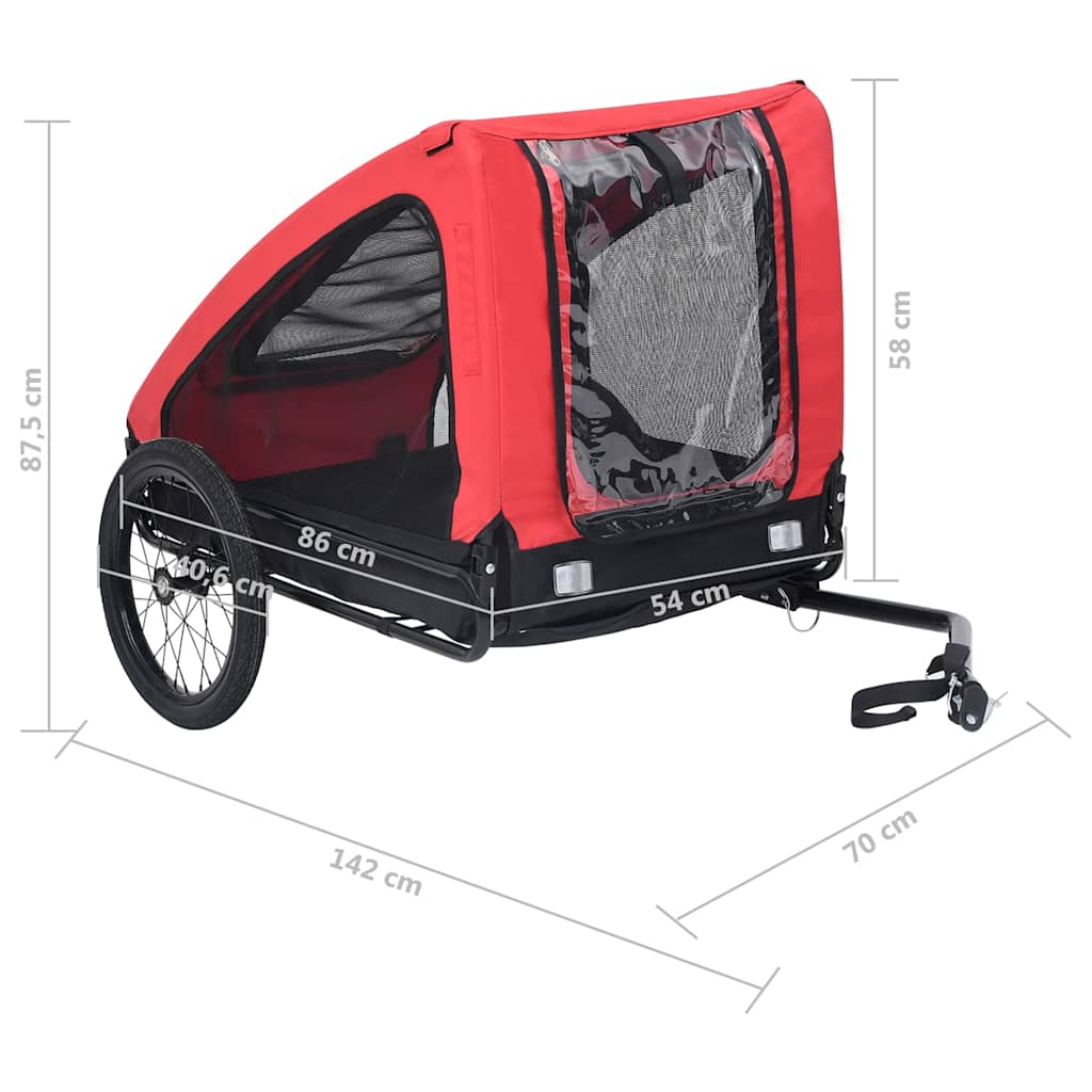 Pet Bike Trailer | Red | Oxford Fabric | Medium | Foldable