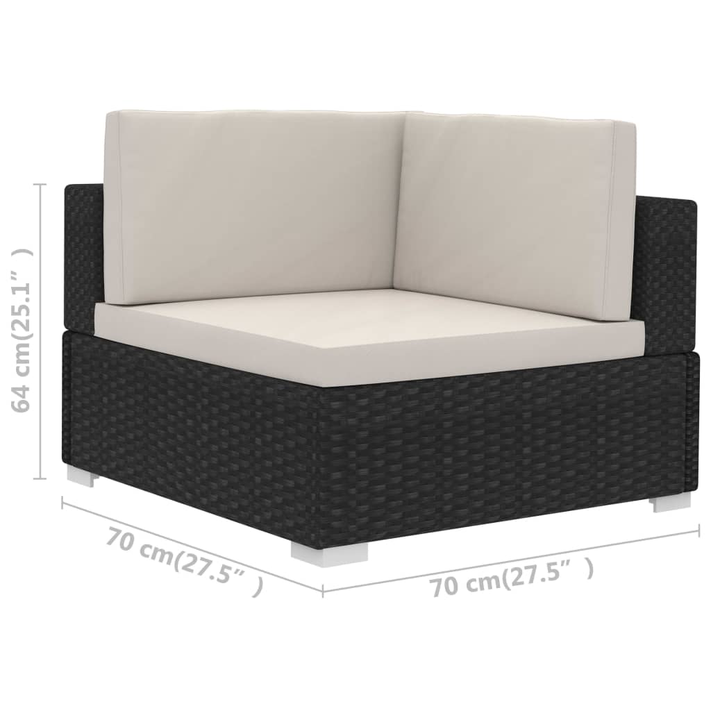 4 Piece Patio Sofa Set with Cushions Poly Rattan Black