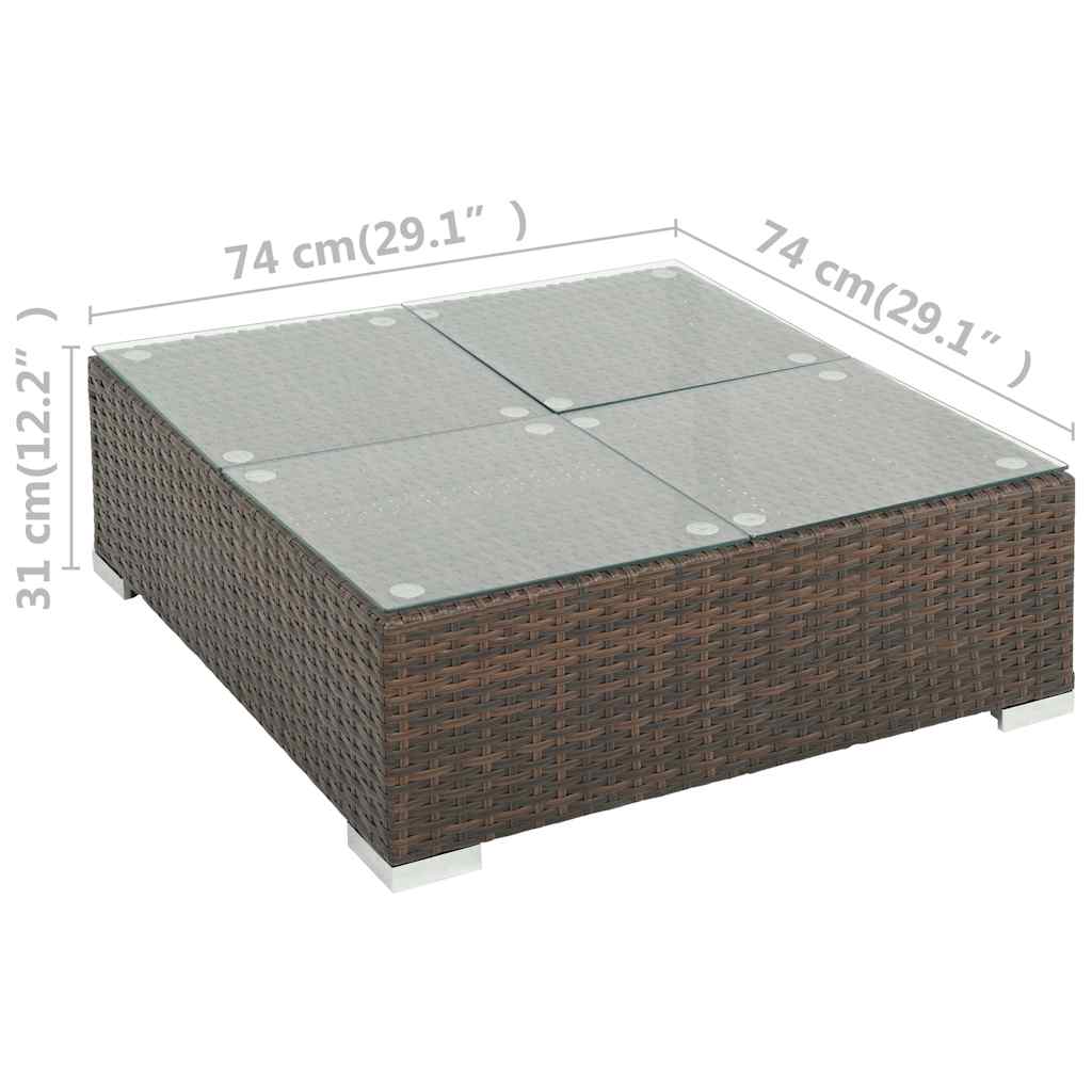 6 Piece Garden Lounge Set with Cushions Poly Rattan Brown