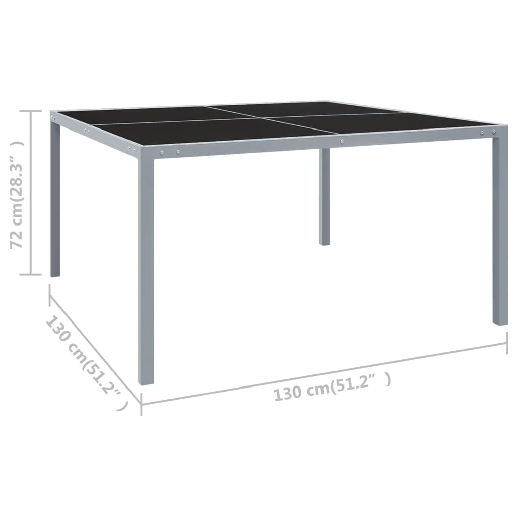Garden Table | Grey | Powder-coated steel, tempered glass