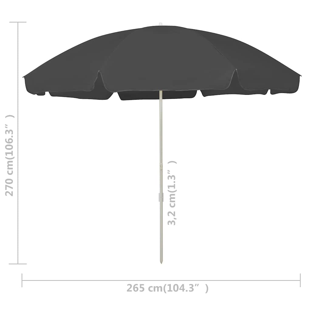 Beach Parasol Anthracite 118.1