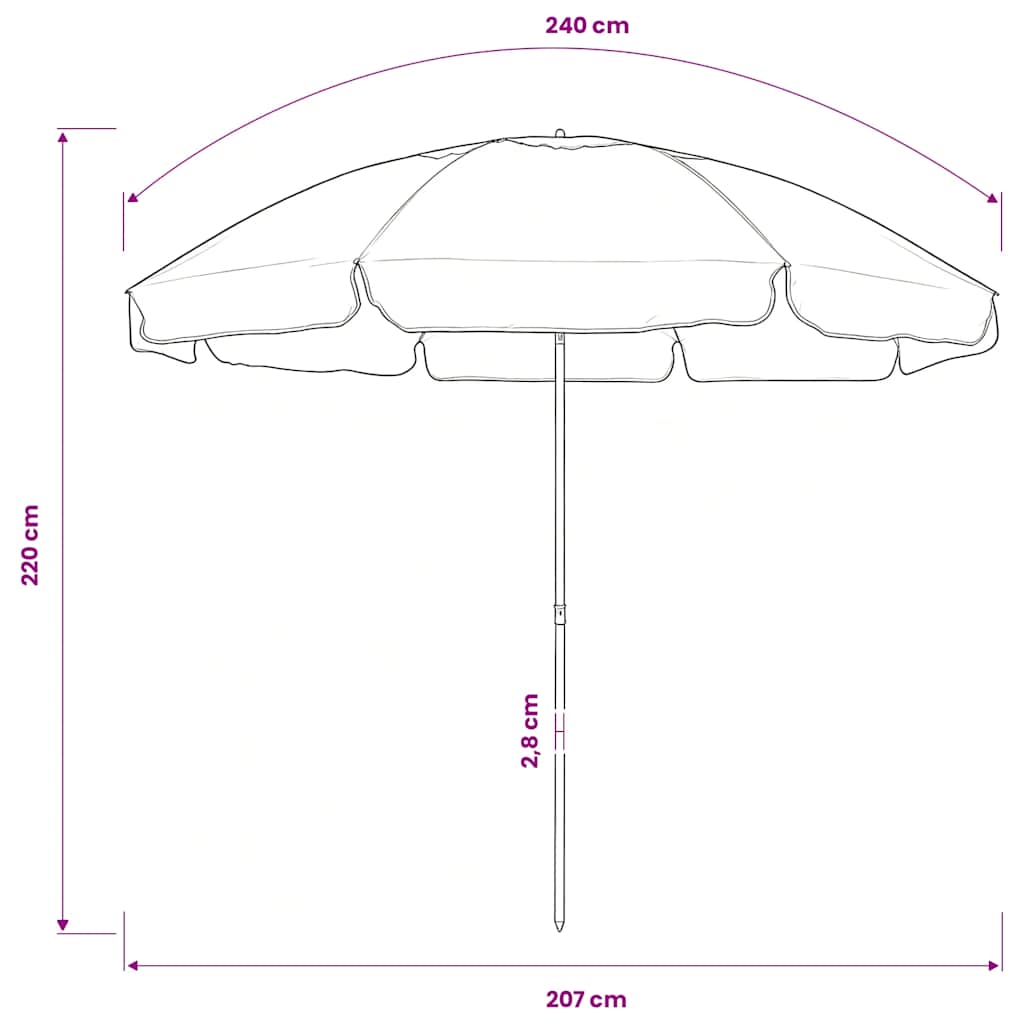 Beach Parasol | Blue | Polyester | 240 cm diameter | Tiltable