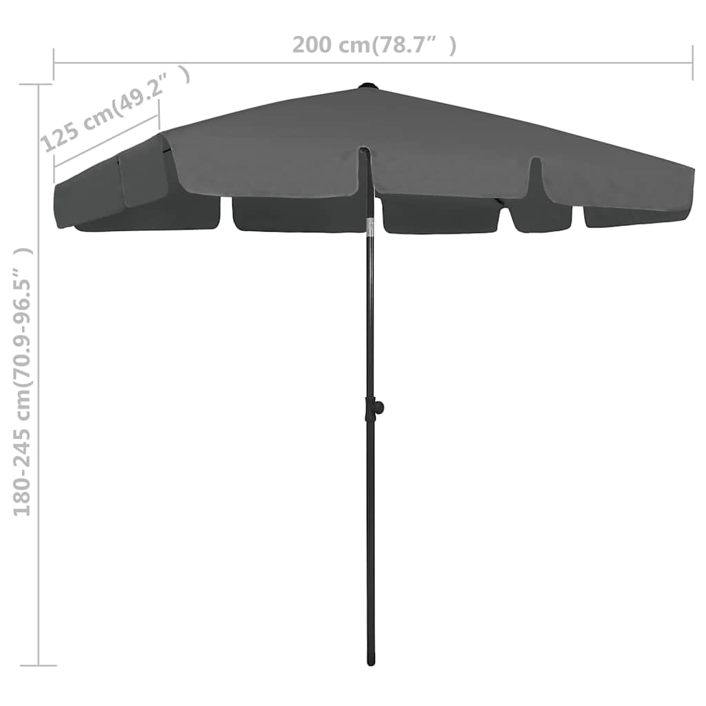 Beach Parasol Anthracite 78.7"x49.2