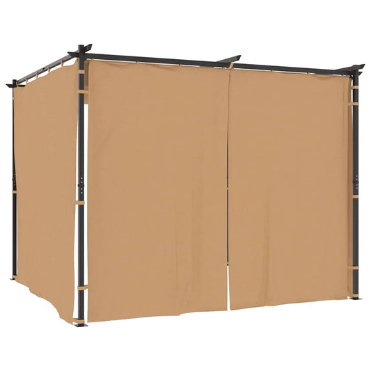 Gazebo with Curtains 3x3 m Taupe Steel