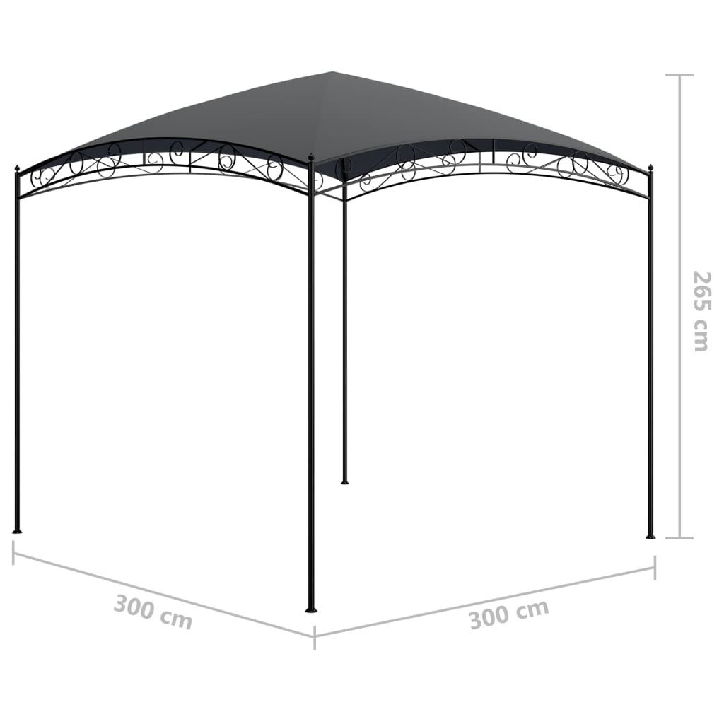 Gazebo | Anthracite | Steel | 3x3 m | Durable | Gazebo | Square