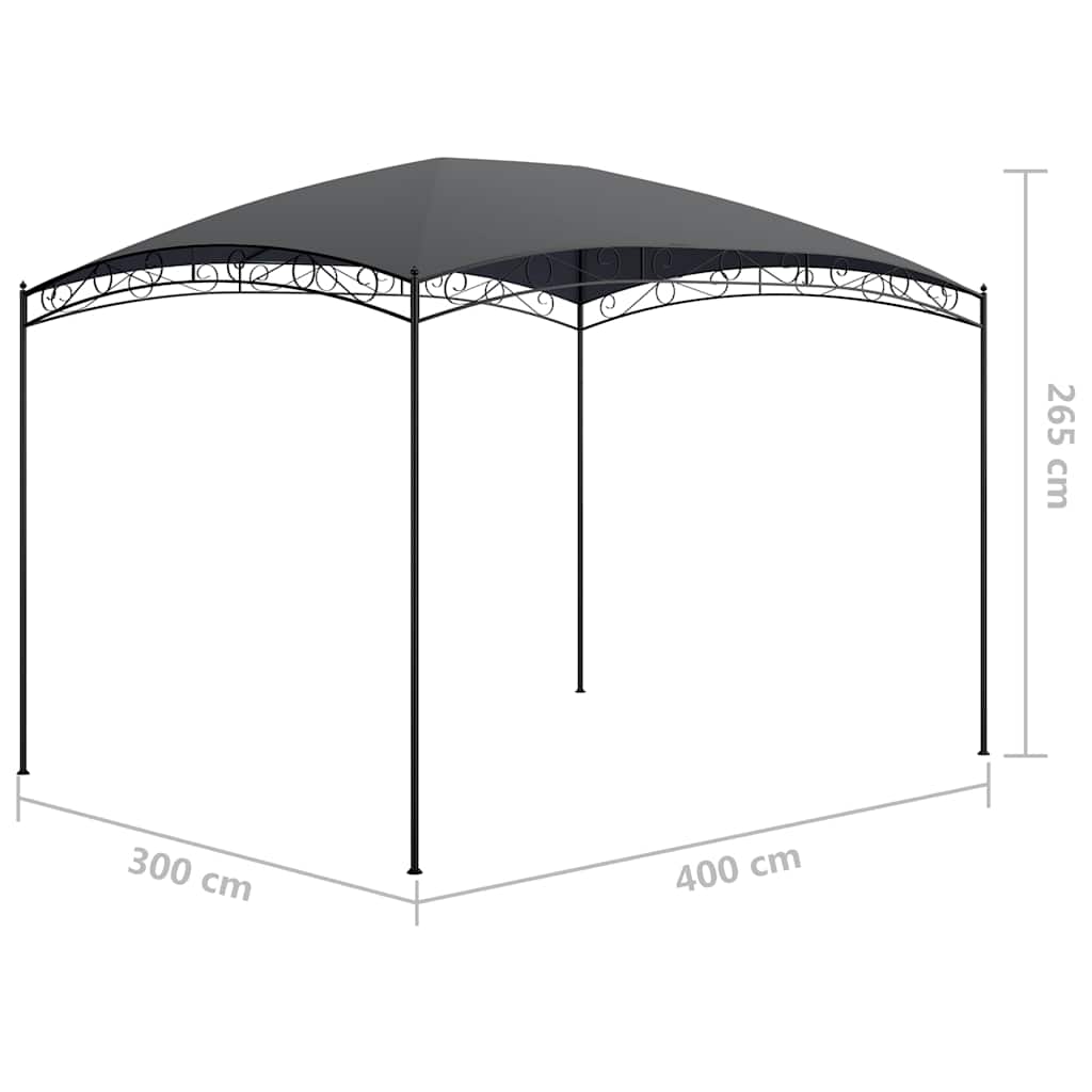 Gazebo | Anthracite | Steel | 3x4x2.65m | Durable | Gazebo | Rectangular