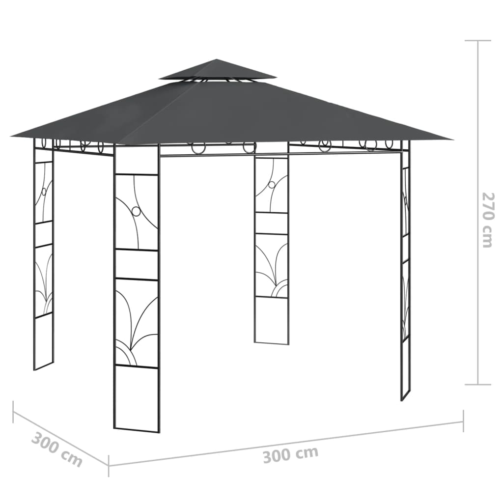 Gazebo | Anthracite | Steel, Polyester | 3x3 m | Portable | Gazebo