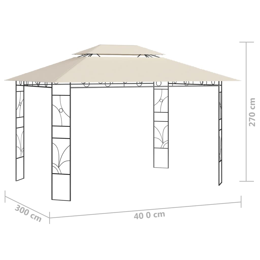Gazebo | Cream | Steel | Large | Gazebo | Rectangular | Traditional
