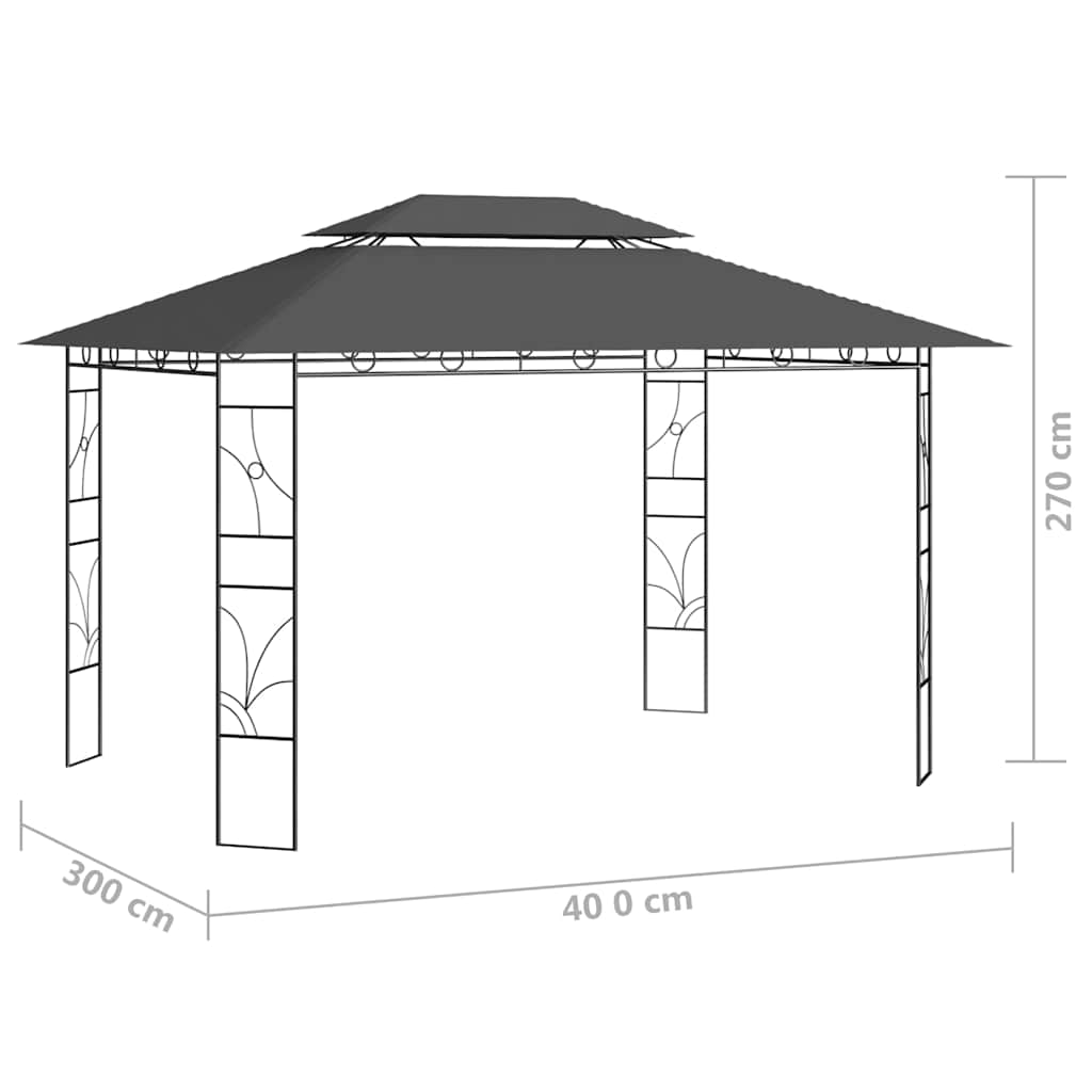 Gazebo | Anthracite | Steel | Large | Portable | Gazebo | Rectangular