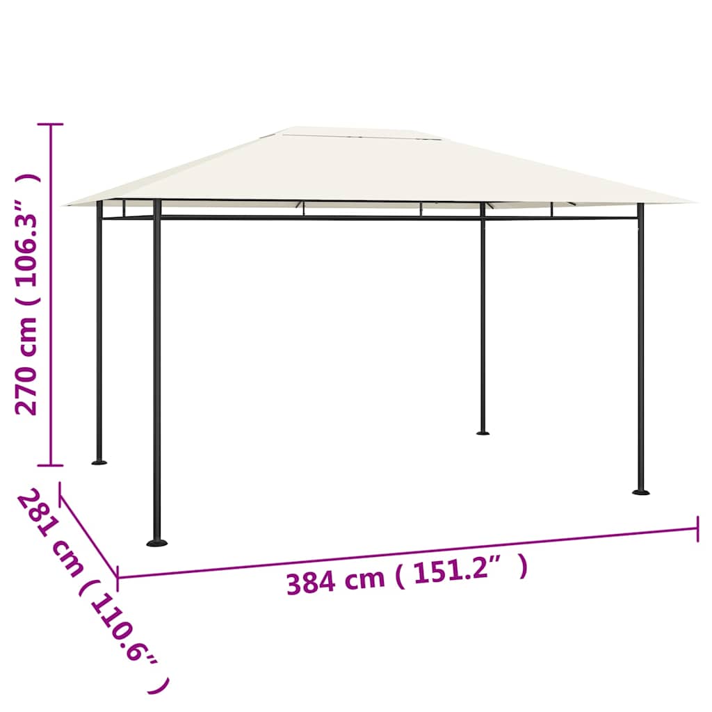 Gazebo 384x281x270 cm Cream 180 g/m²
