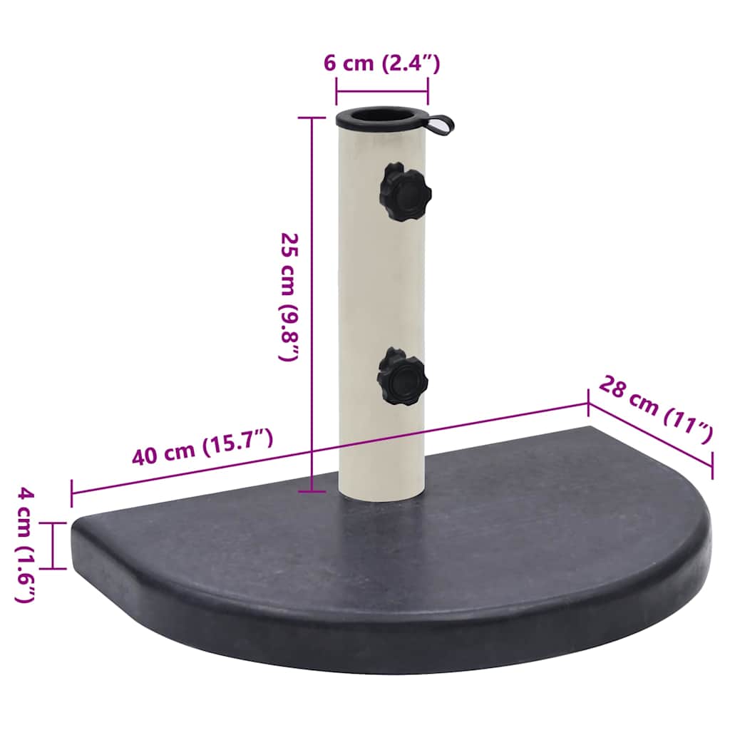 Umbrella Base | Black | Granite base, Stainless steel tube | Compact