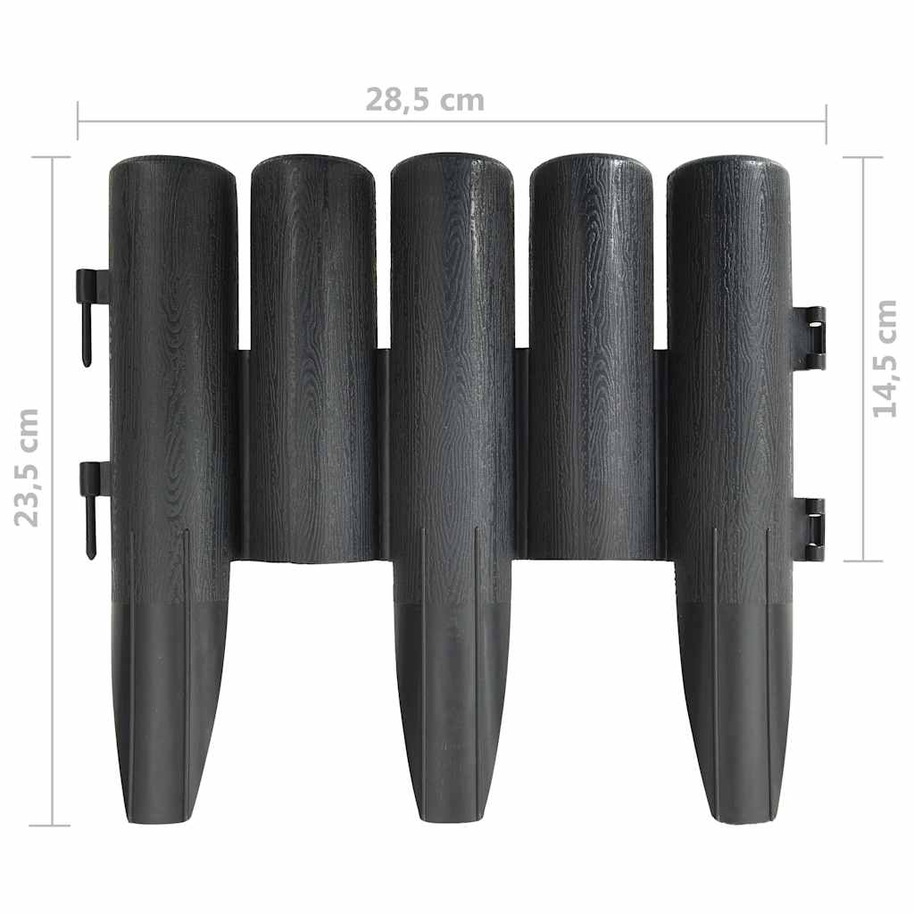 Lawn Edgings 36 pcs Anthracite 32.8' PP