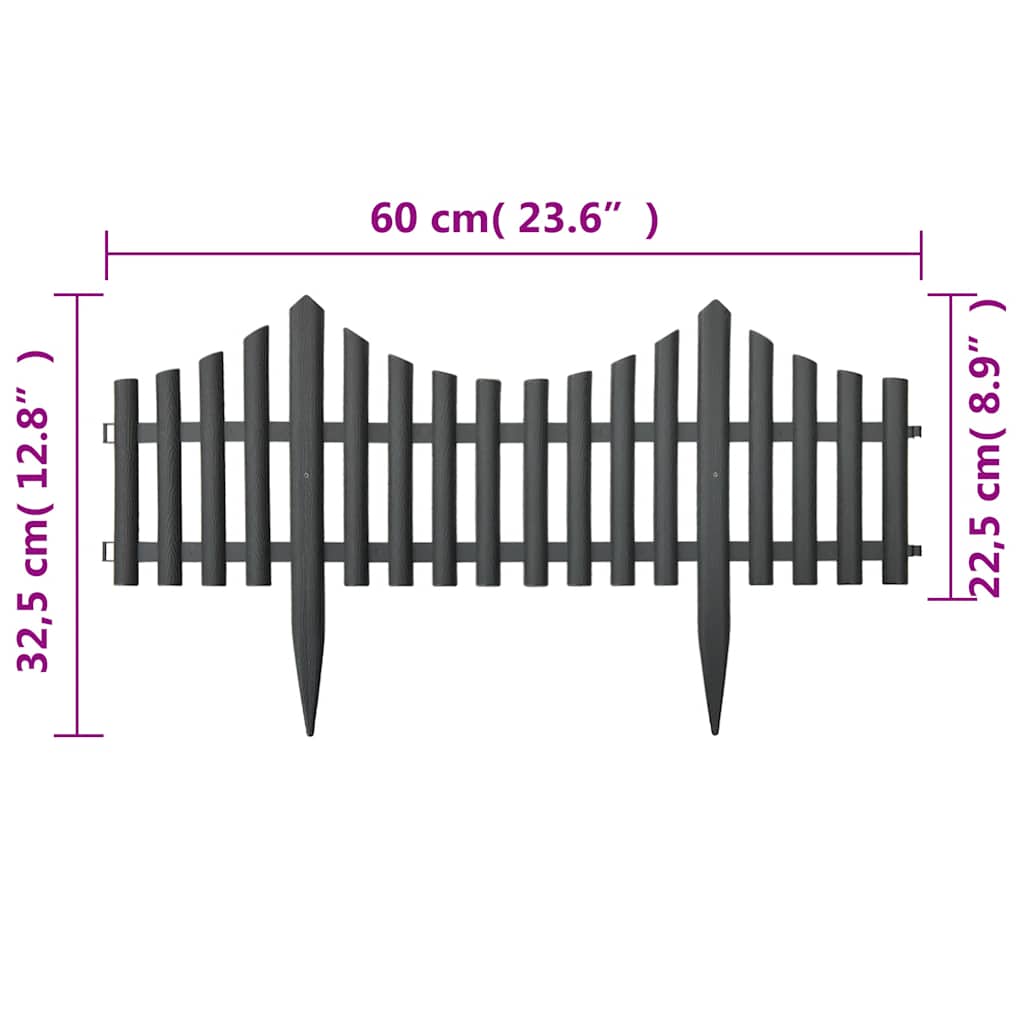 Lawn Edgings 17 pcs Anthracite 32.8' PP