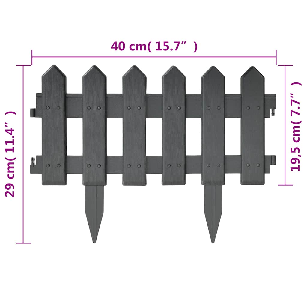 Lawn Edgings 25 pcs Anthracite 10 m PP
