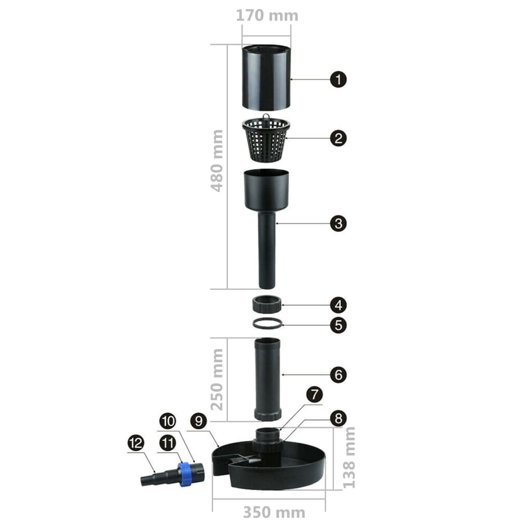Pond Skimmer | Black | PVC | Adjustable | Height-Adjustable