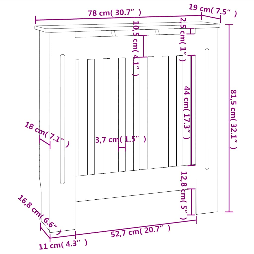 Engineered Wood Radiator Cover Black 78 cm
