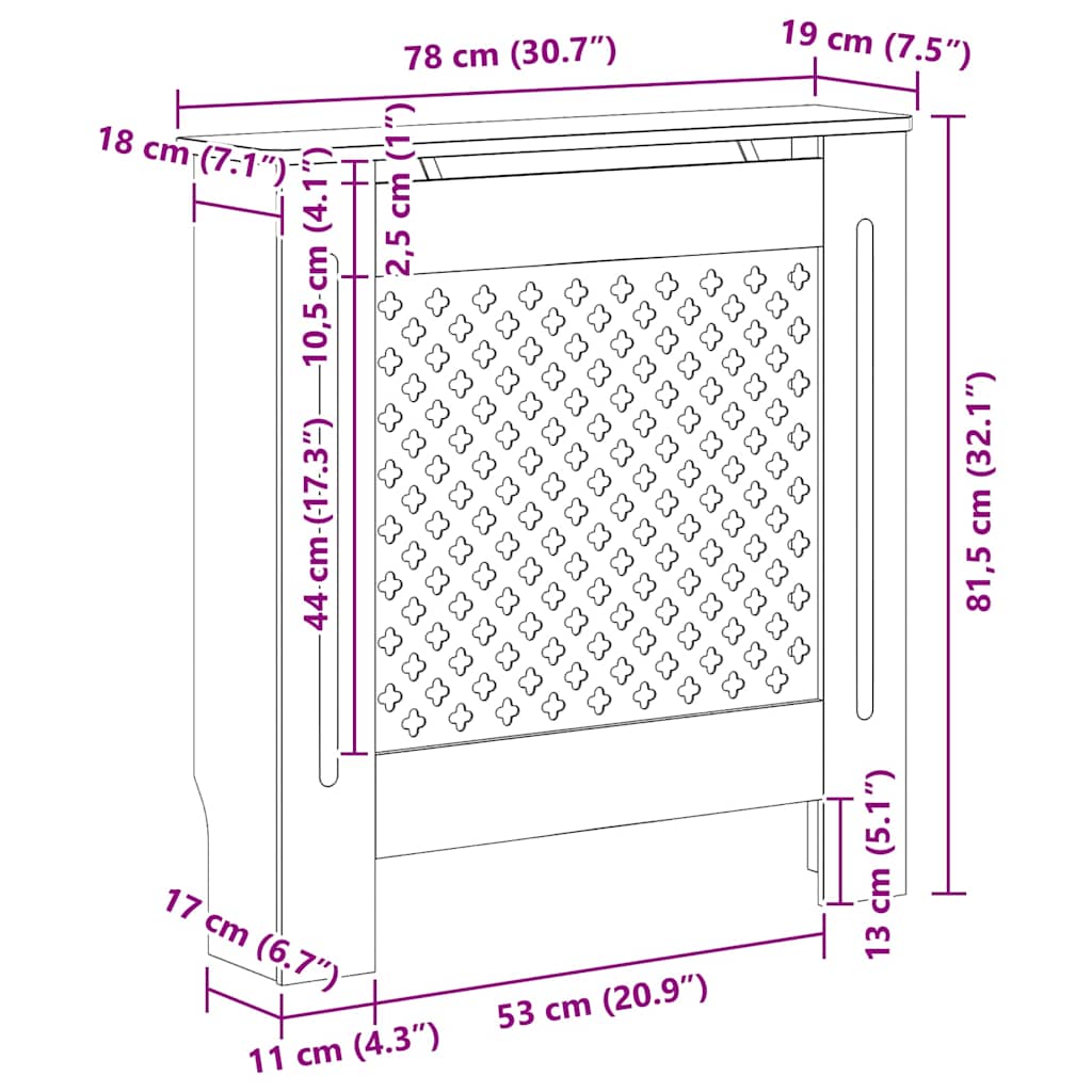 MDF Radiator Cover Black 78 cm