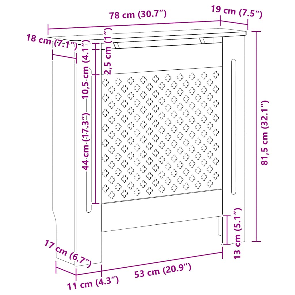 MDF Radiator Cover Grey 78 cm
