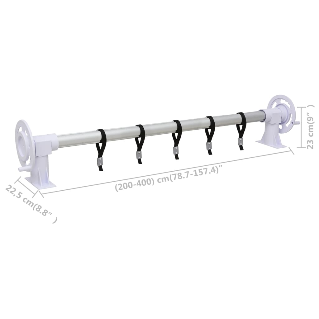 Pool Cover Roller | Silver and white | Plastic, aluminium | Adjustable