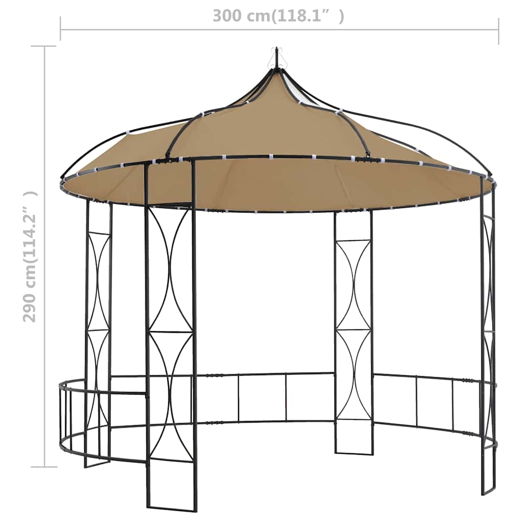 Gazebo | Taupe and Black | 100% Polyester, Powder-Coated Iron | Spacious
