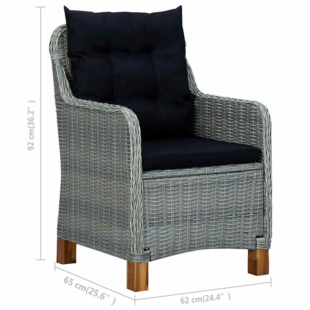 Patio Chairs with Cushions 2 pcs Poly Rattan Light Gray