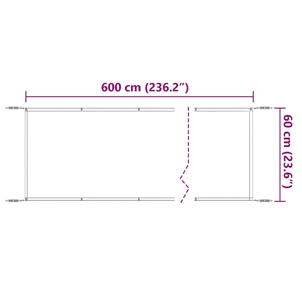 148300 vidaXL Vertical Awning Light Green 60x600 cm Oxford Fabric