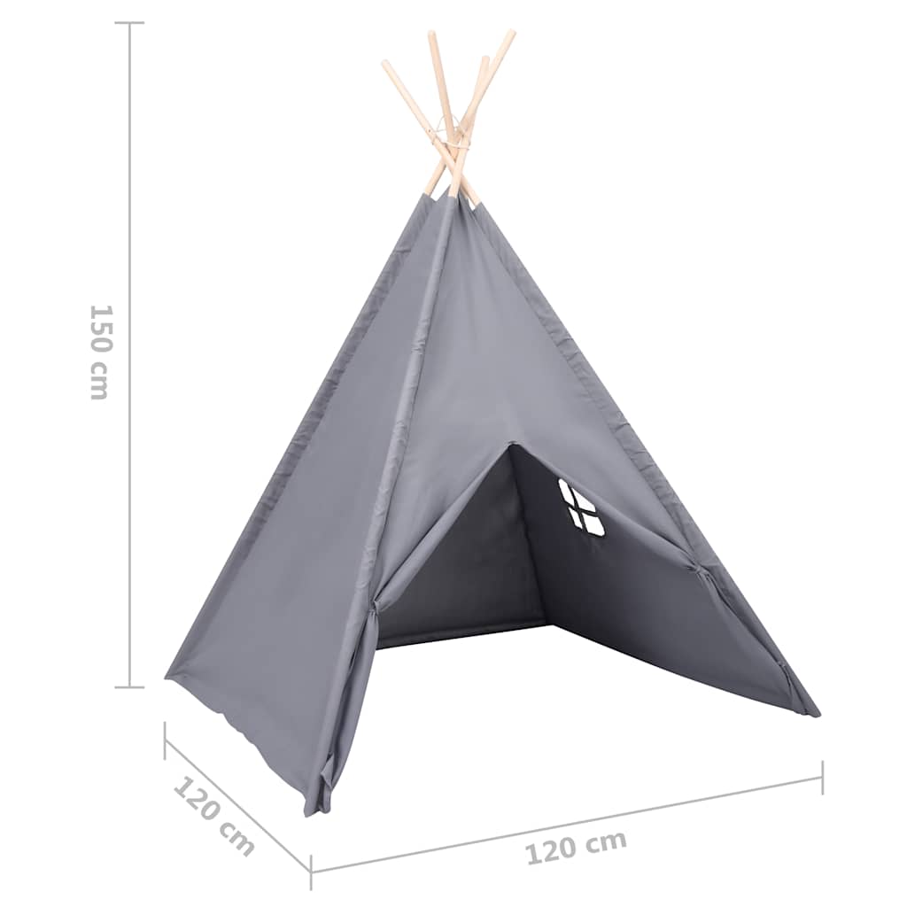 Children Teepee Tent with Bag Peach Skin Grey 120x120x150 cm