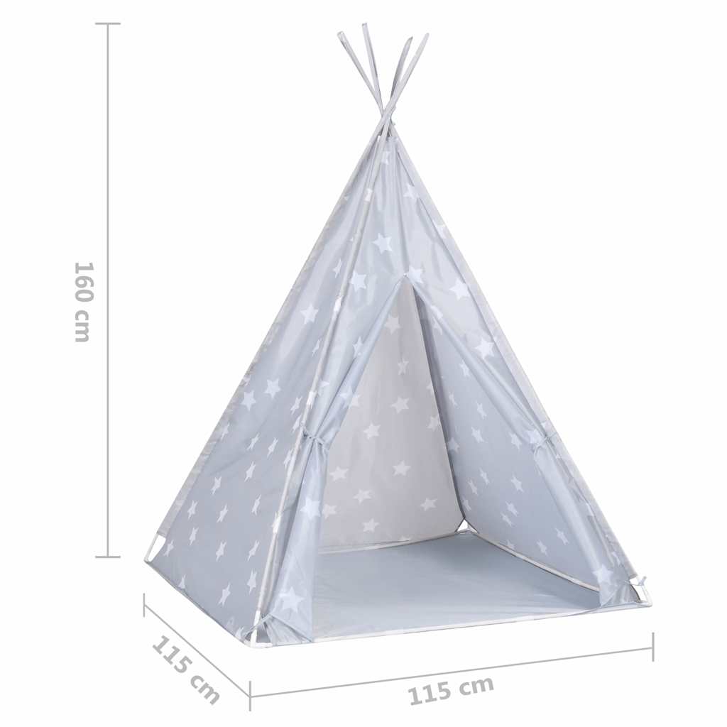 Children Teepee Tent with Bag Polyester Grey 115x115x160 cm